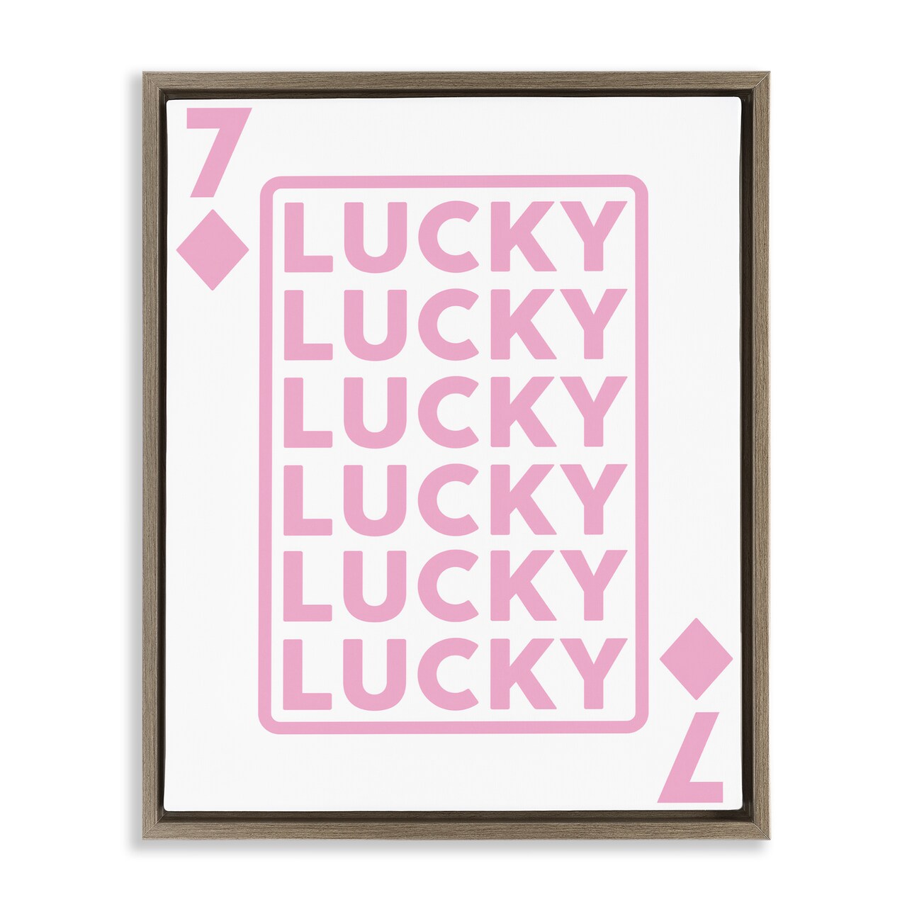 Stupell Industries Lucky Seven of Diamonds Framed Floater Canvas Wall Art Design by Angela Nickeas